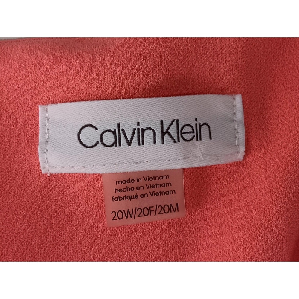 Calvin Klein Womens Shift Dress Coral Midi Vneck Stretch Lined Casual sz 20W/2X - Picture 6 of 12